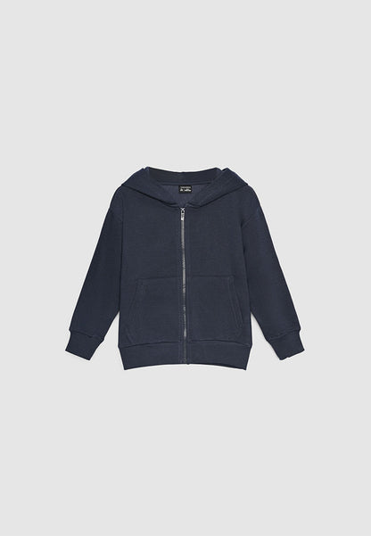 Classic Navy Blue Zip-Up Hoodie for Boys