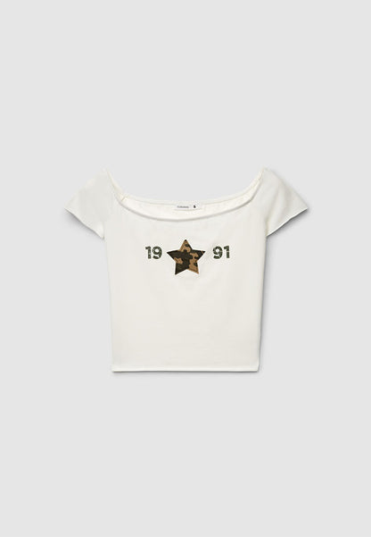 Women's Off Shoulder Crop T-Shirt