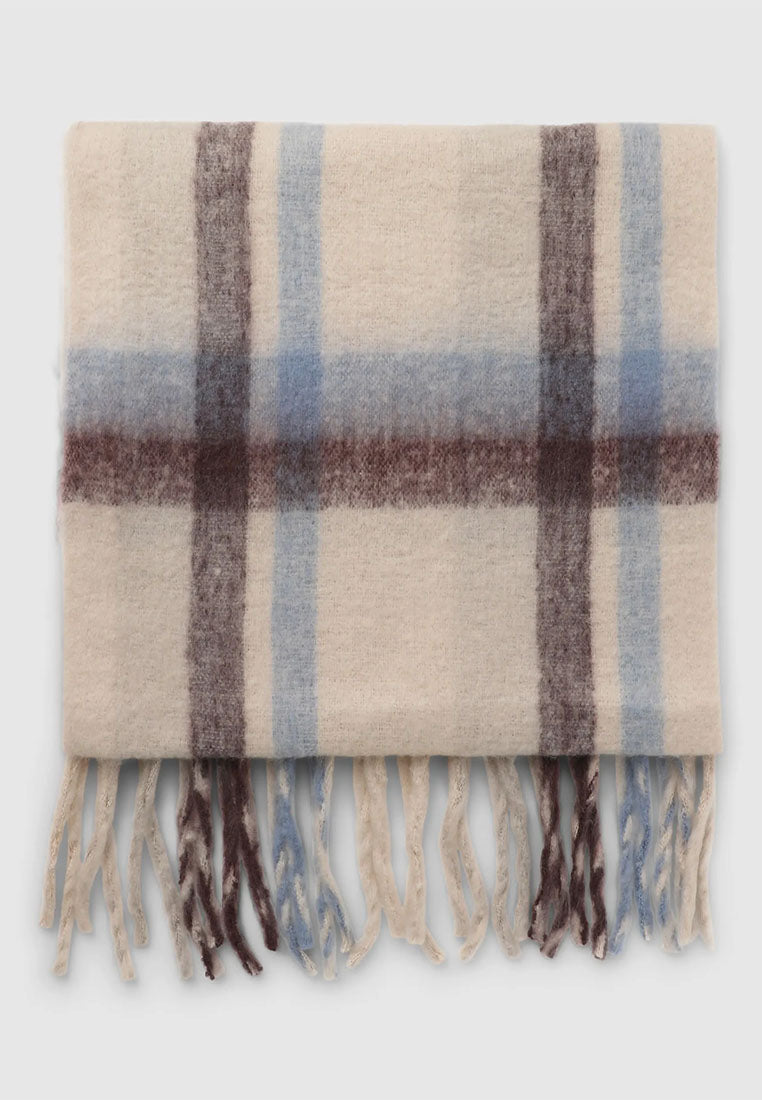 Women's Maxi check scarf with fringes