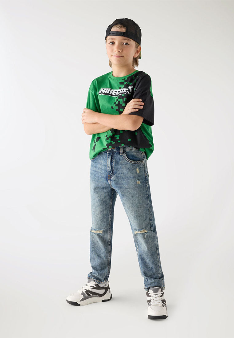 Pixelated Minecraft Design T-shirt for Boys