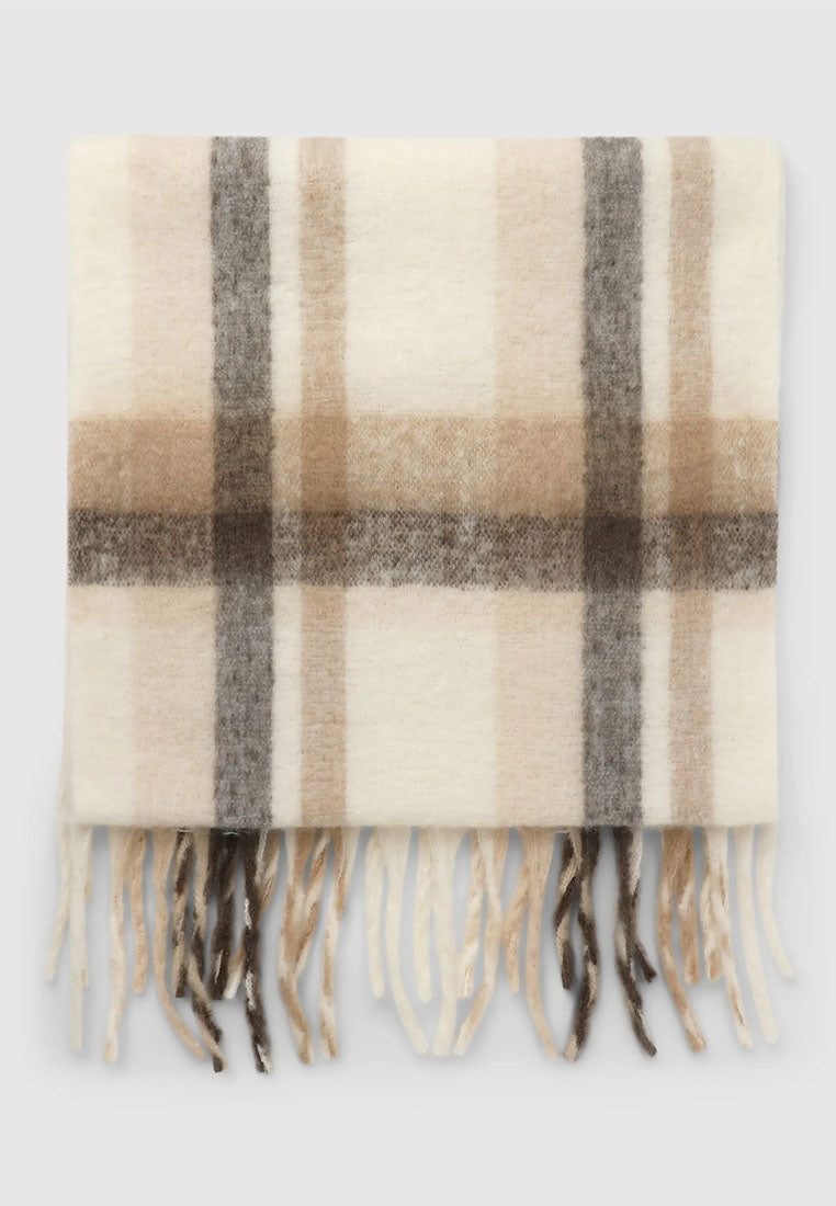 Women's Maxi check scarf with fringes