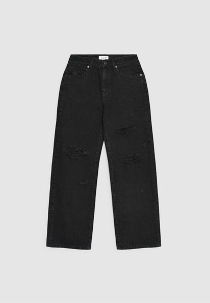 Women's Faded High-Rise Cutout Denim Pants