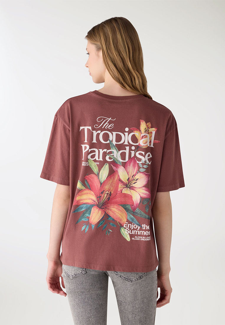 Women's Tropical Print Short Sleeved T-shirt