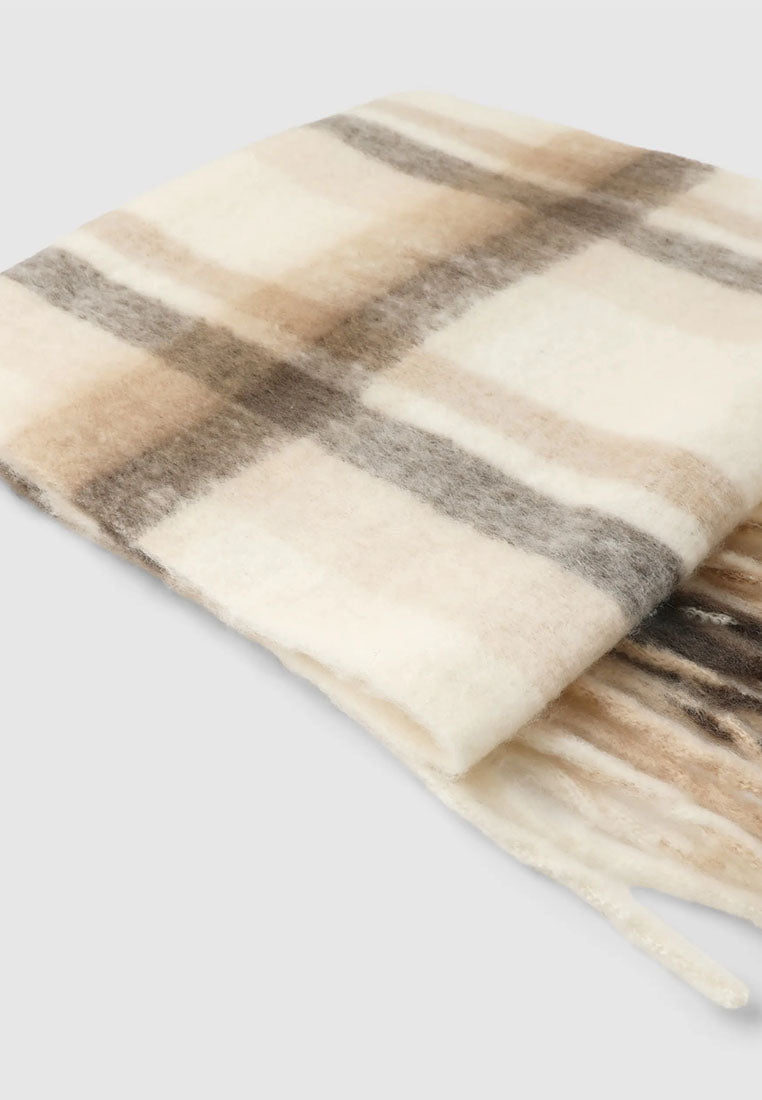 Women's Maxi check scarf with fringes