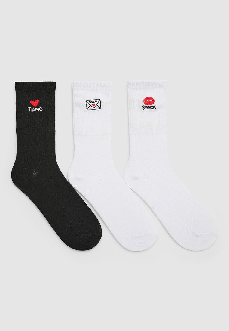 Women's Pack of 3 socks with embroidery