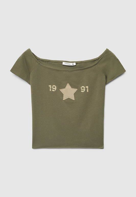 Women's Off Shoulder Crop T-Shirt