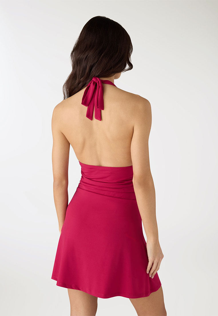 Women's V-neck Halter Mini Dress