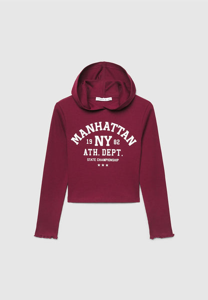 Manhattan Varsity Cropped Hoodie for Girls