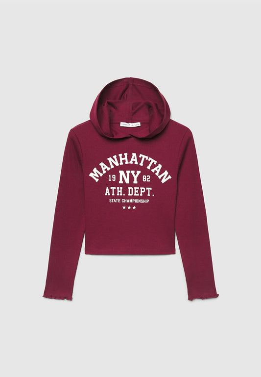 Manhattan Varsity Cropped Hoodie for Girls