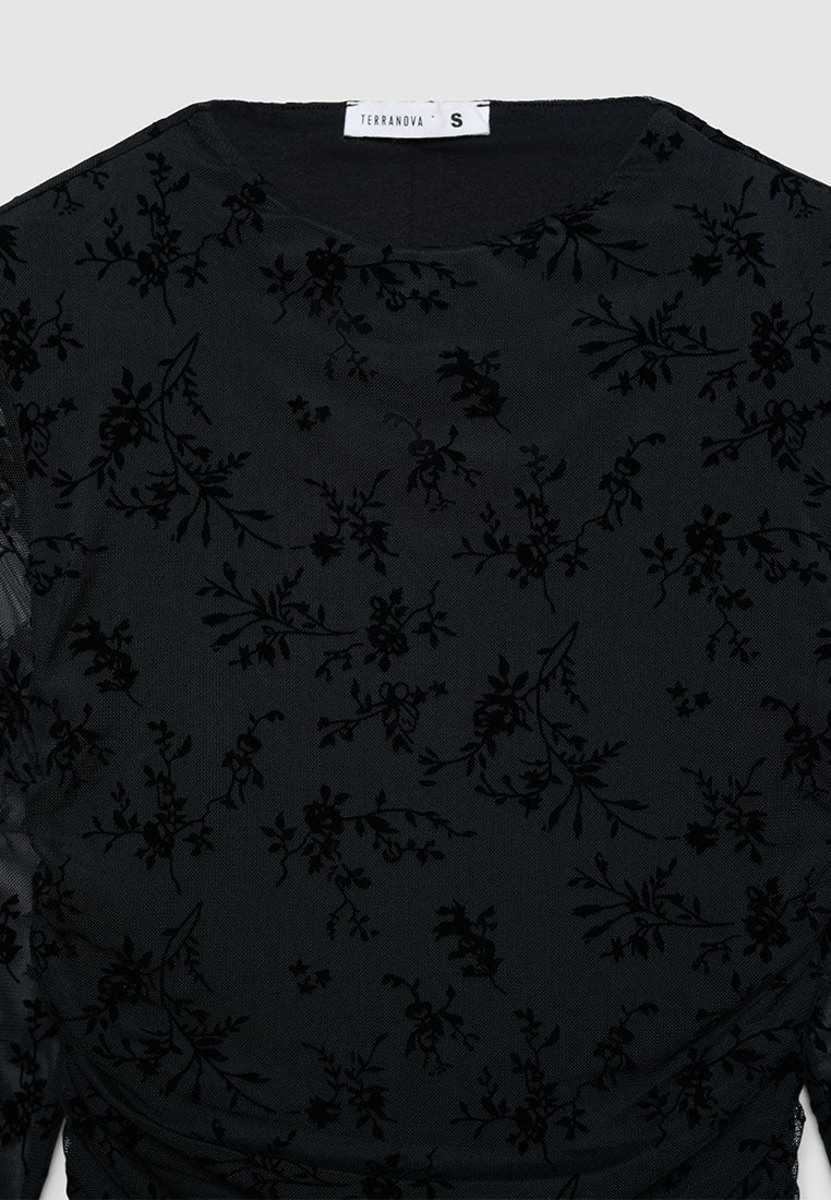 Women's Floral Print Ruffle Bodycon Dress