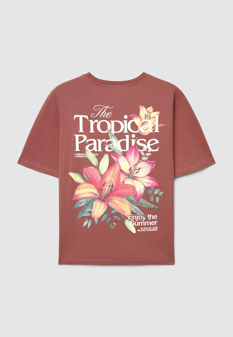 Women's Tropical Print Short Sleeved T-shirt
