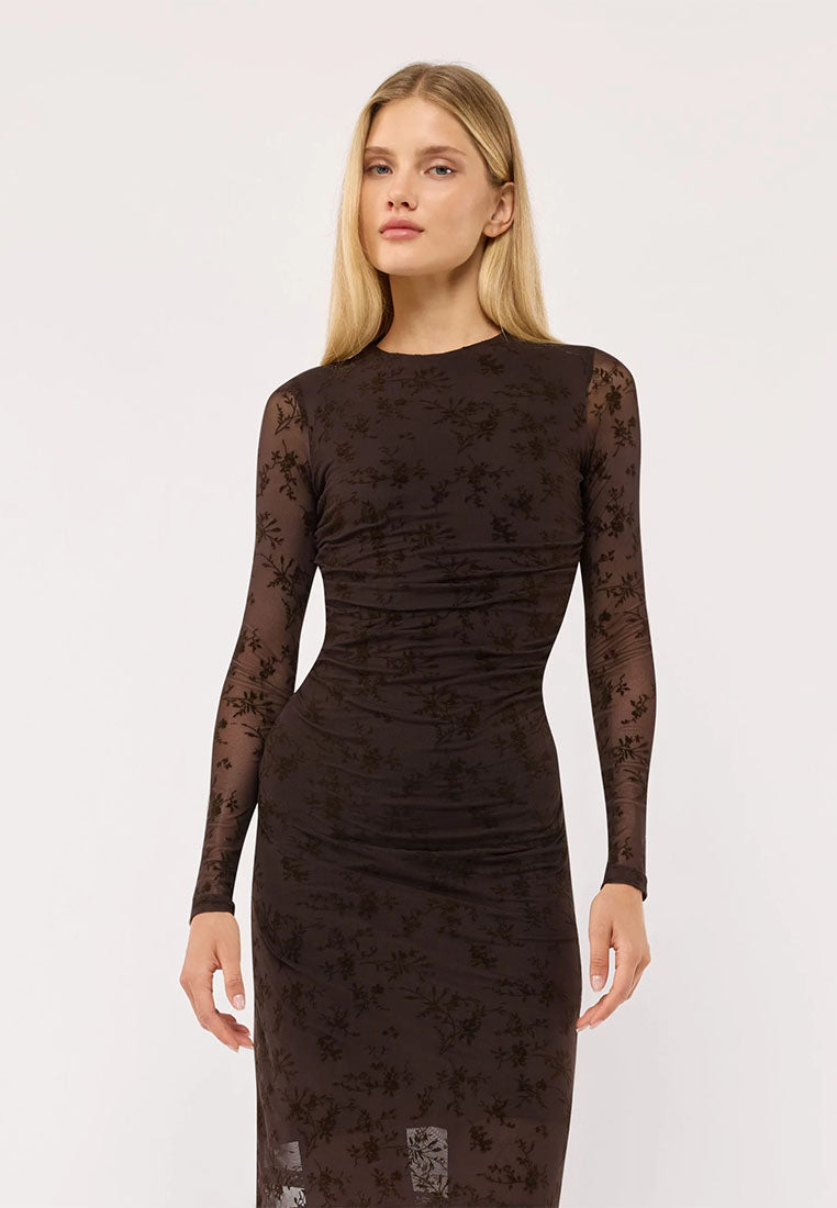 Women's Floral Print Ruffle Bodycon Dress