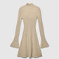 Women's Ribbed A-line Dress with Mock Neck