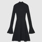Women's Ribbed A-line Dress with Mock Neck