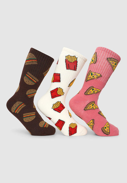 Women's Pack of 3 socks with food print