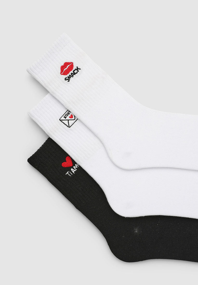 Women's Pack of 3 socks with embroidery