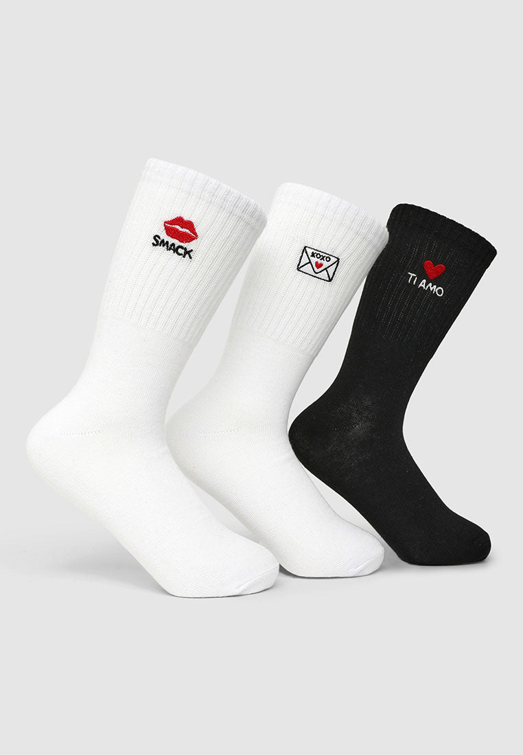 Women's Pack of 3 socks with embroidery