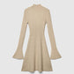 Women's Ribbed A-line Dress with Mock Neck