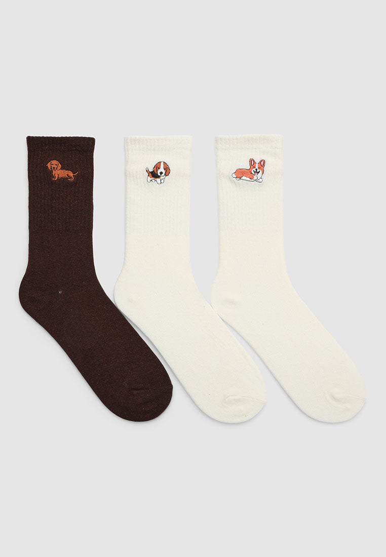 Women's Pack of 3 socks with embroidery