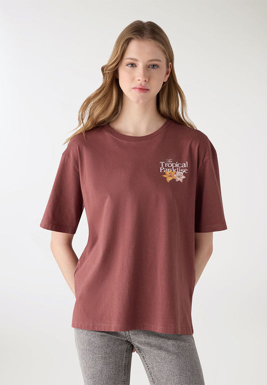 Women's Tropical Print Short Sleeved T-shirt