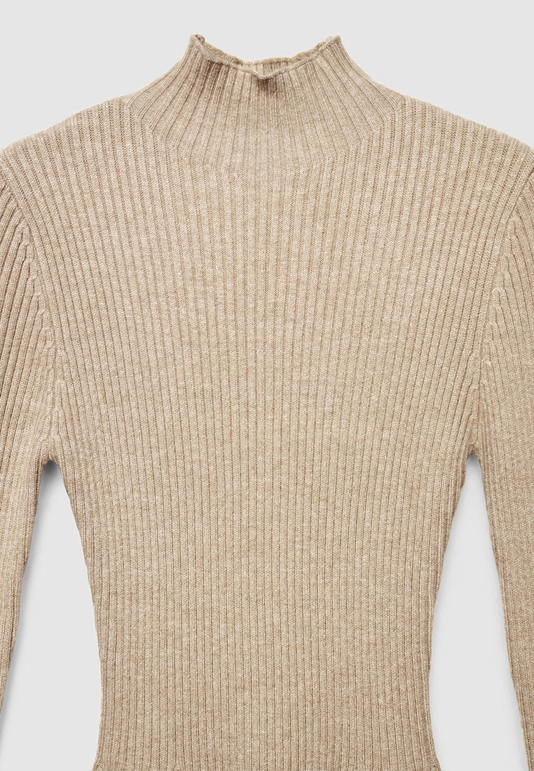 Women's Ribbed A-line Dress with Mock Neck