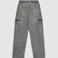 Acid Wash Denim Elastic Waist Cargo Pants for Boys