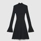 Women's Ribbed A-line Dress with Mock Neck
