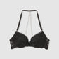 Women's Lace Push-Up Bra with Rhinestone Chain Halter