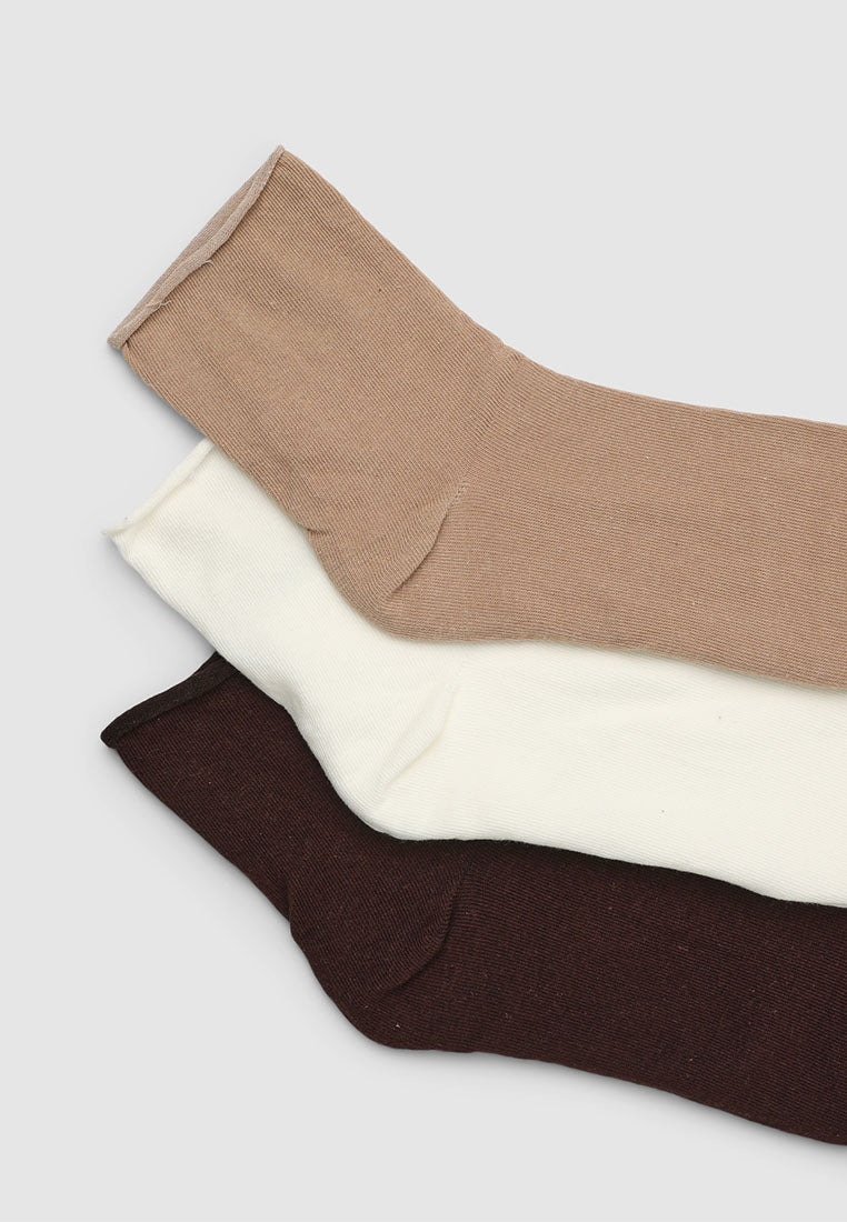 Women's Pack of 3 plain socks with raw edge trim