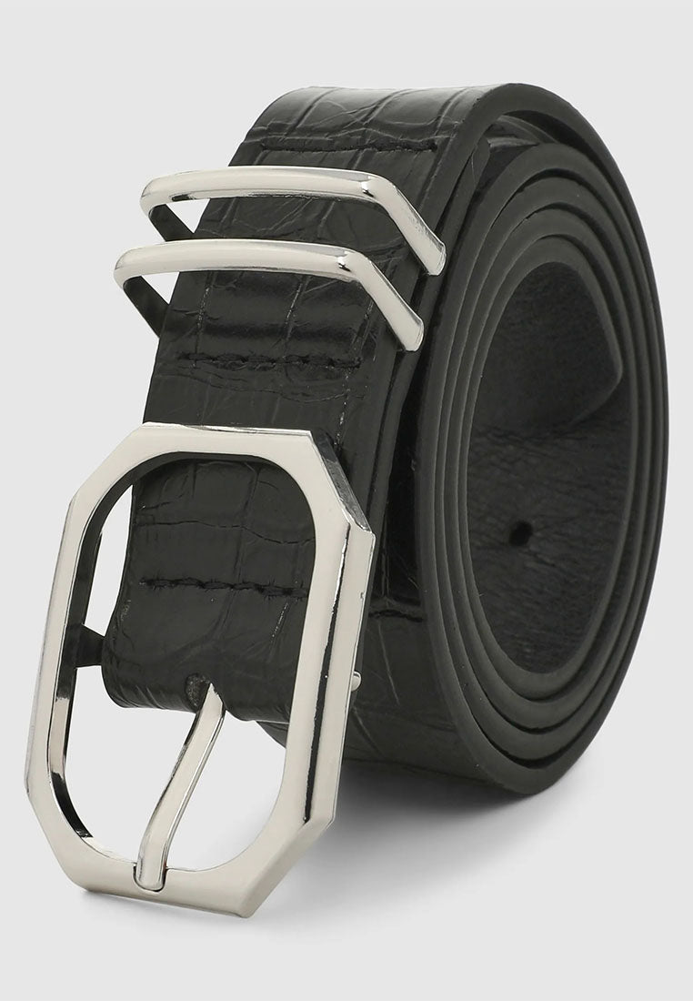 Women's Solid Color Belt with Buckle