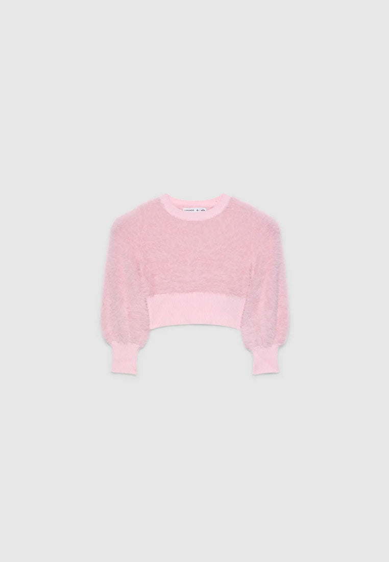 Fluffy Cropped Sweater for Girls
