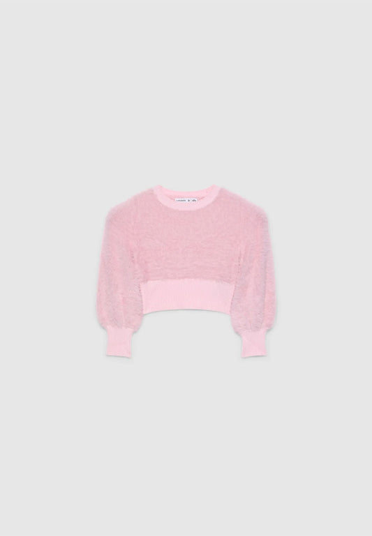Fluffy Cropped Sweater for Girls