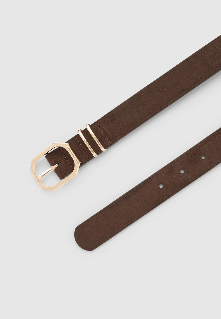 Women's Solid Color Belt with Buckle