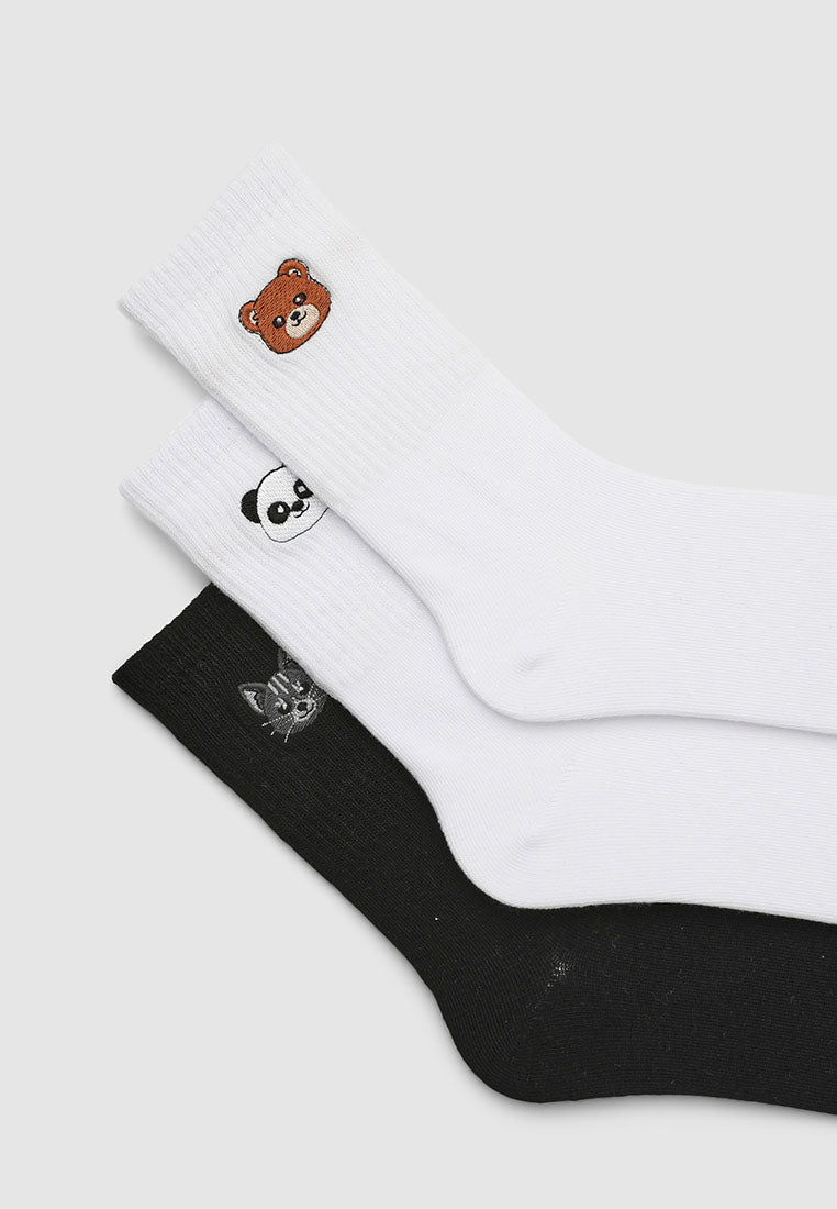 Women's Pack of 3 socks with embroidery