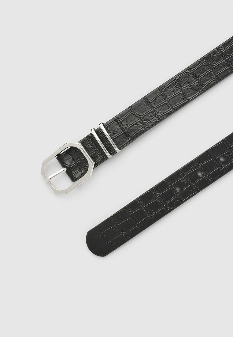 Women's Solid Color Belt with Buckle