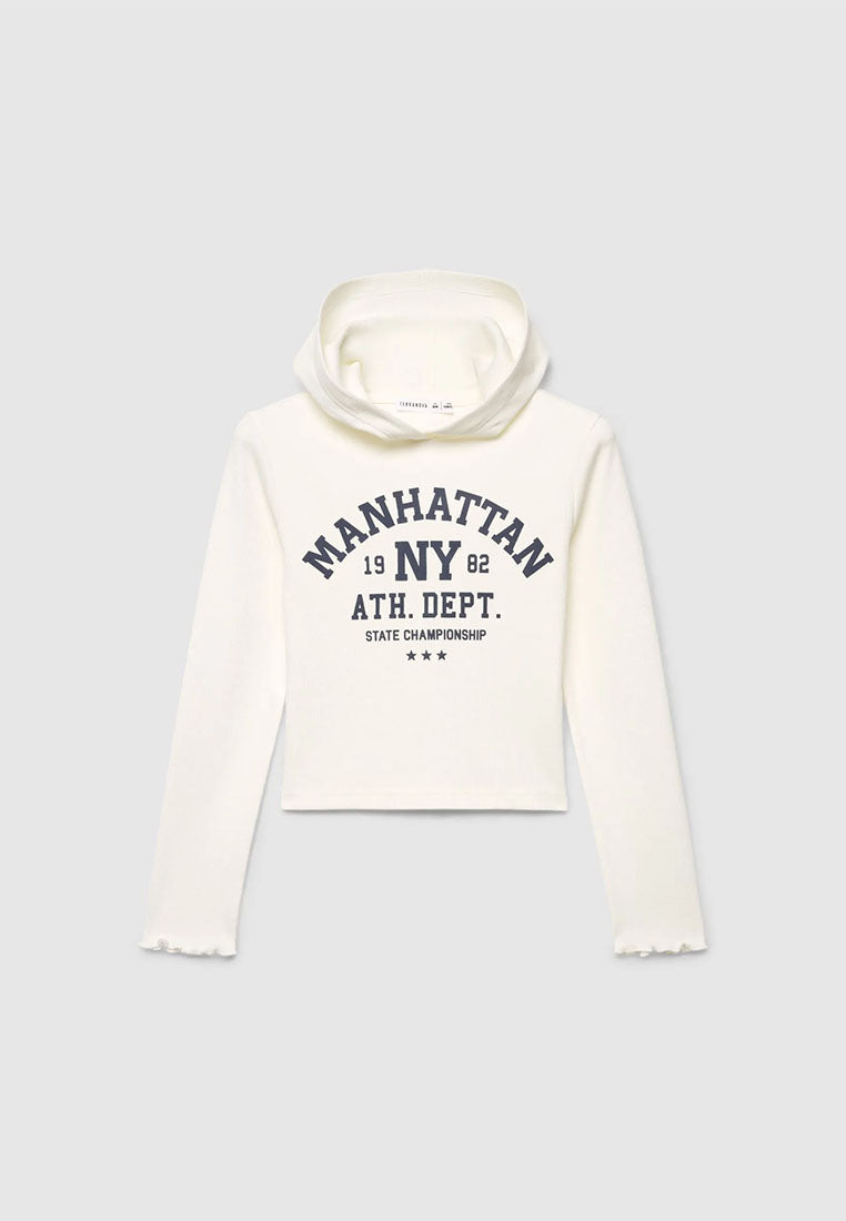 Manhattan Varsity Cropped Hoodie for Girls