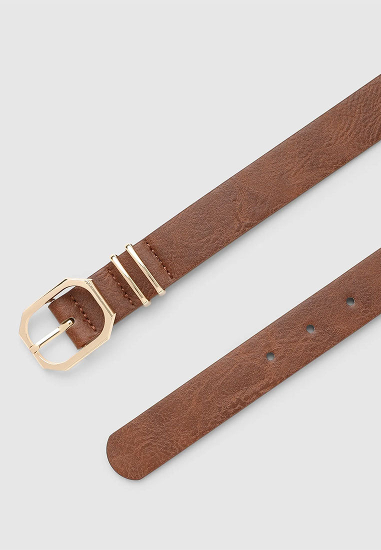Women's Solid Color Belt with Buckle
