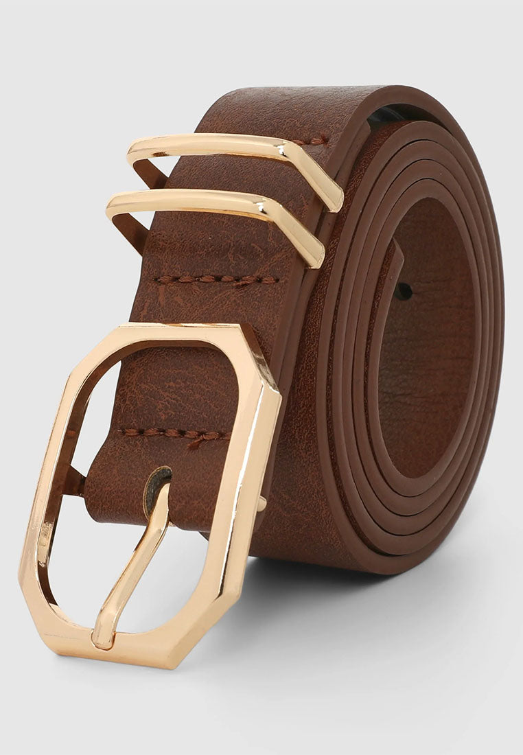 Women's Solid Color Belt with Buckle