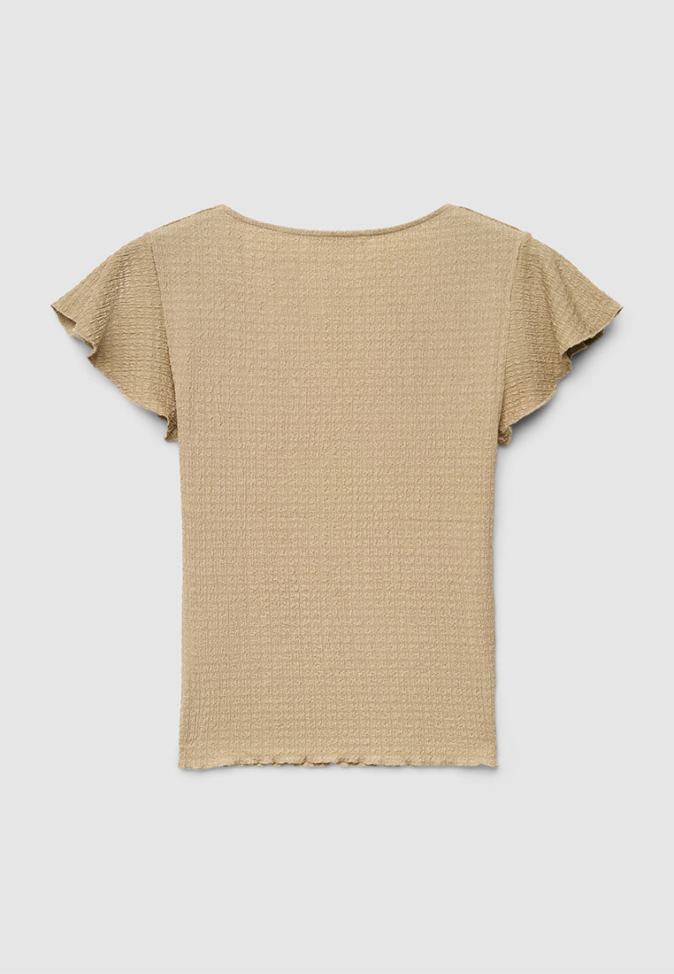 Women's V-Neck Flutter-Sleeve Top