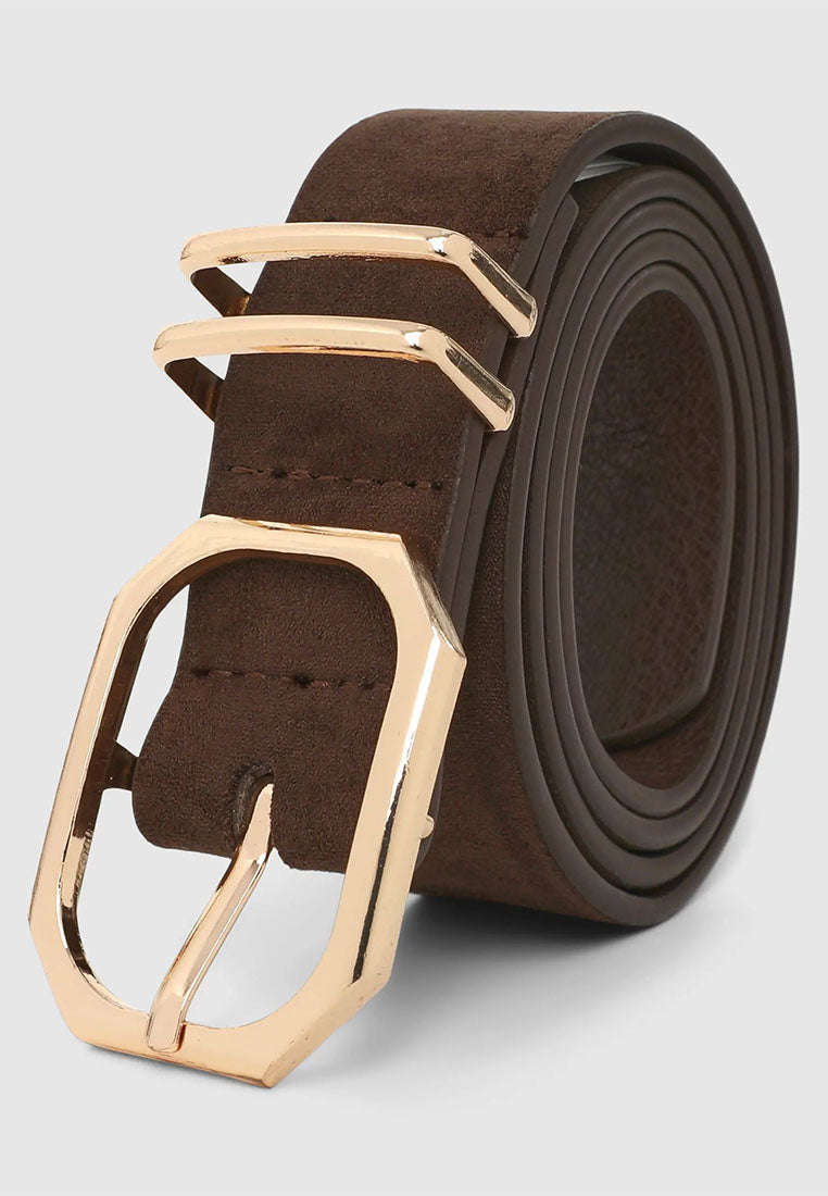 Women's Solid Color Belt with Buckle