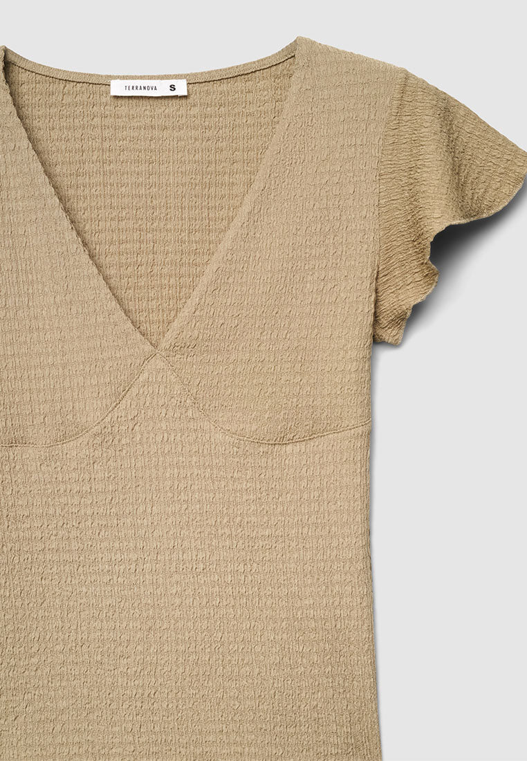 Women's V-Neck Flutter-Sleeve Top
