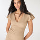 Women's V-Neck Flutter-Sleeve Top