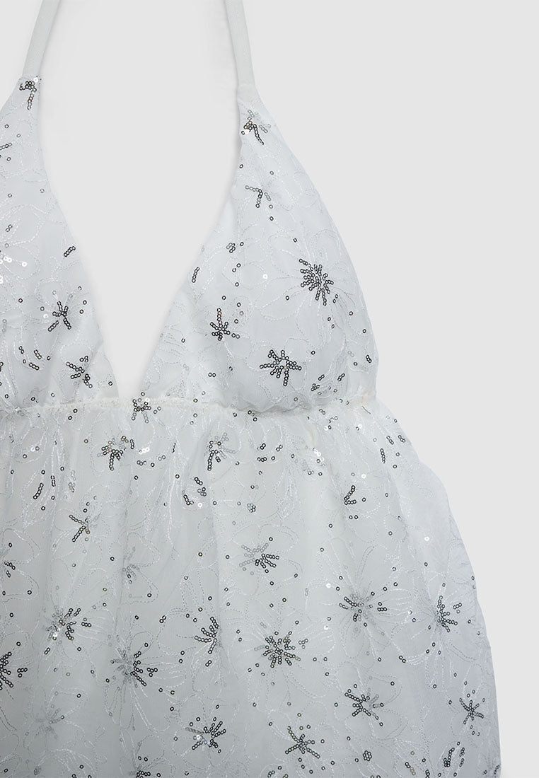 Women's Sequined Lace Halter Top