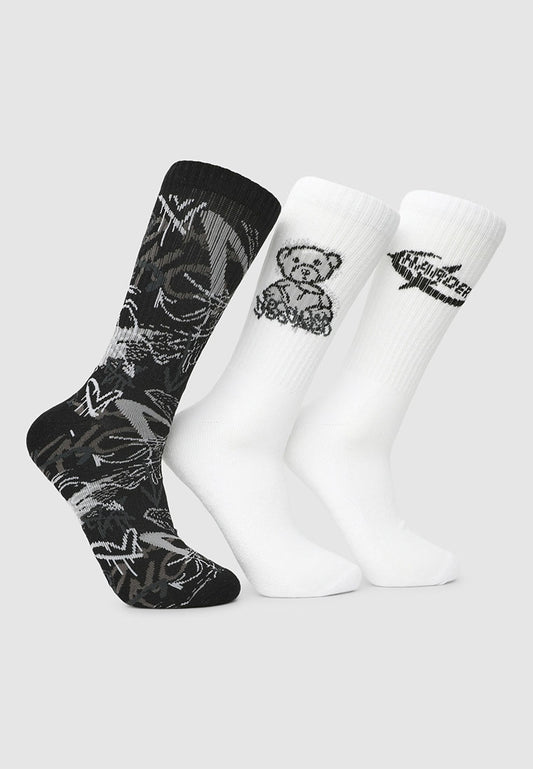 Men's Pack of 3 terry socks with graffiti prints