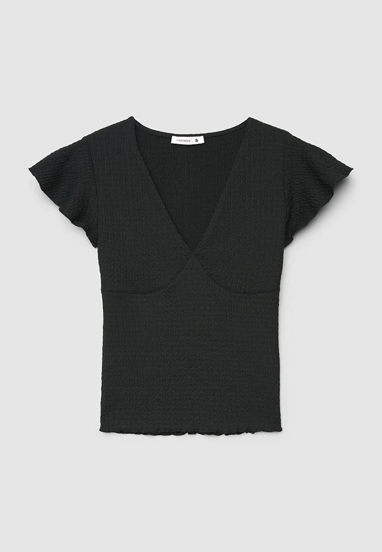 Women's V-Neck Flutter-Sleeve Top