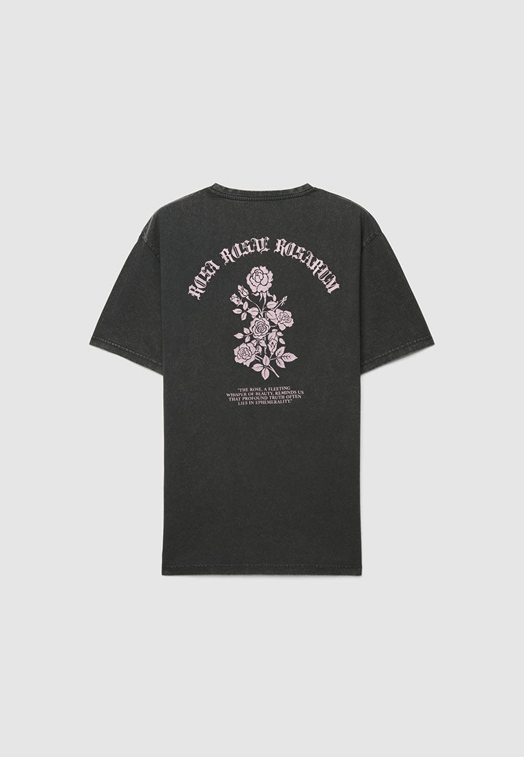 Men's Pink Gothic Rose Print Streetwear Shirt