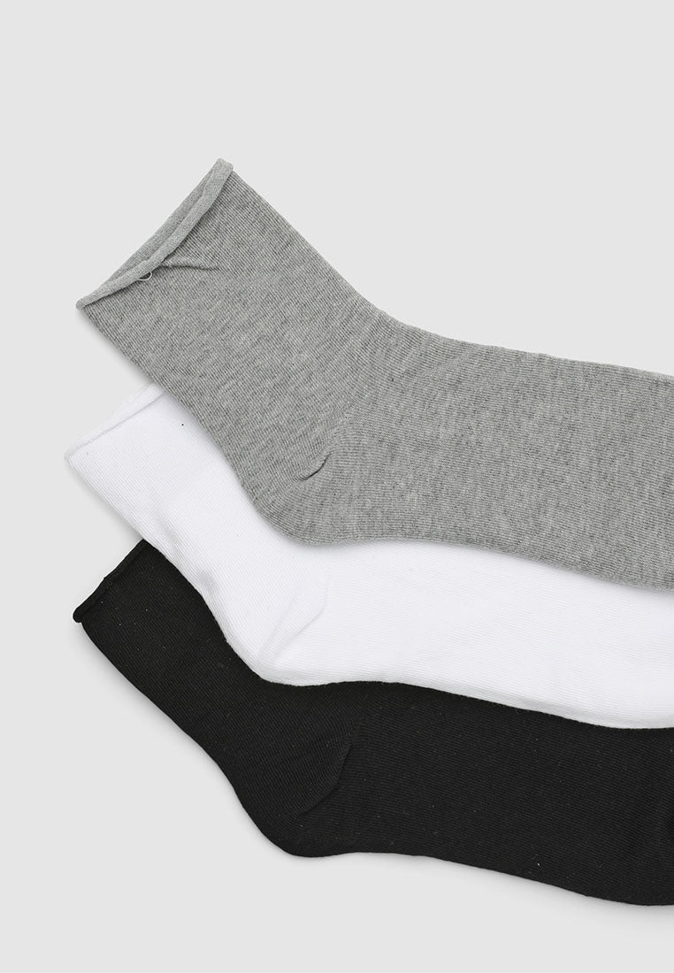 Women's Pack of 3 plain socks with raw edge trim
