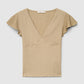 Women's V-Neck Flutter-Sleeve Top