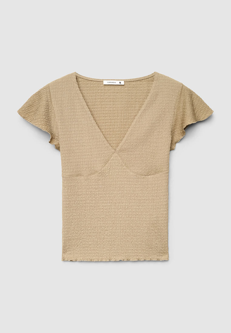 Women's V-Neck Flutter-Sleeve Top