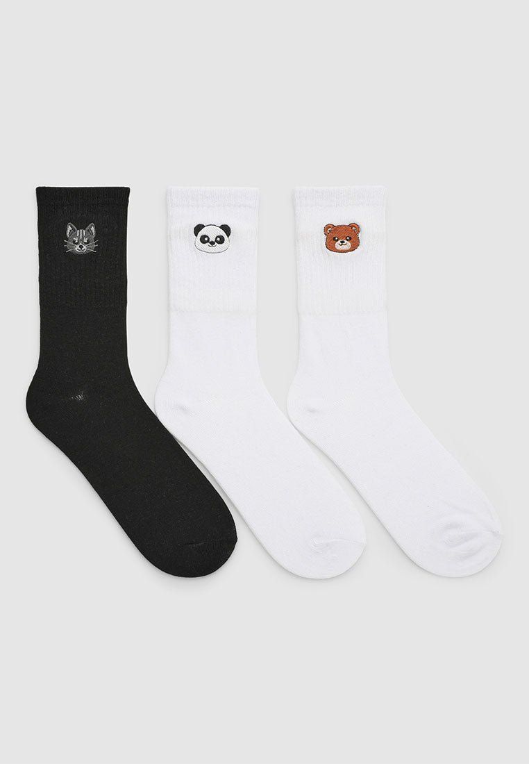 Women's Pack of 3 socks with embroidery